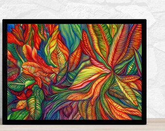 Colourful Plants Tropical Digital Poster, Green Artwork Plants, Botanical Wall Art, Poster Print Digital Downloadable Art, Exotic Painting