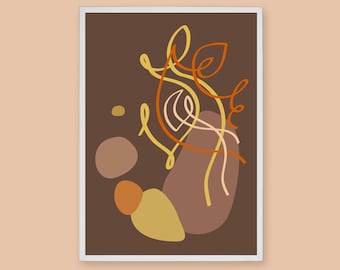 Earth Tones Abstract Print, Bronze Tone Wall Art Modern Poster Minimalistic Digital Artwork, Terracotta & Brown Wall Art, Beige Downloadable