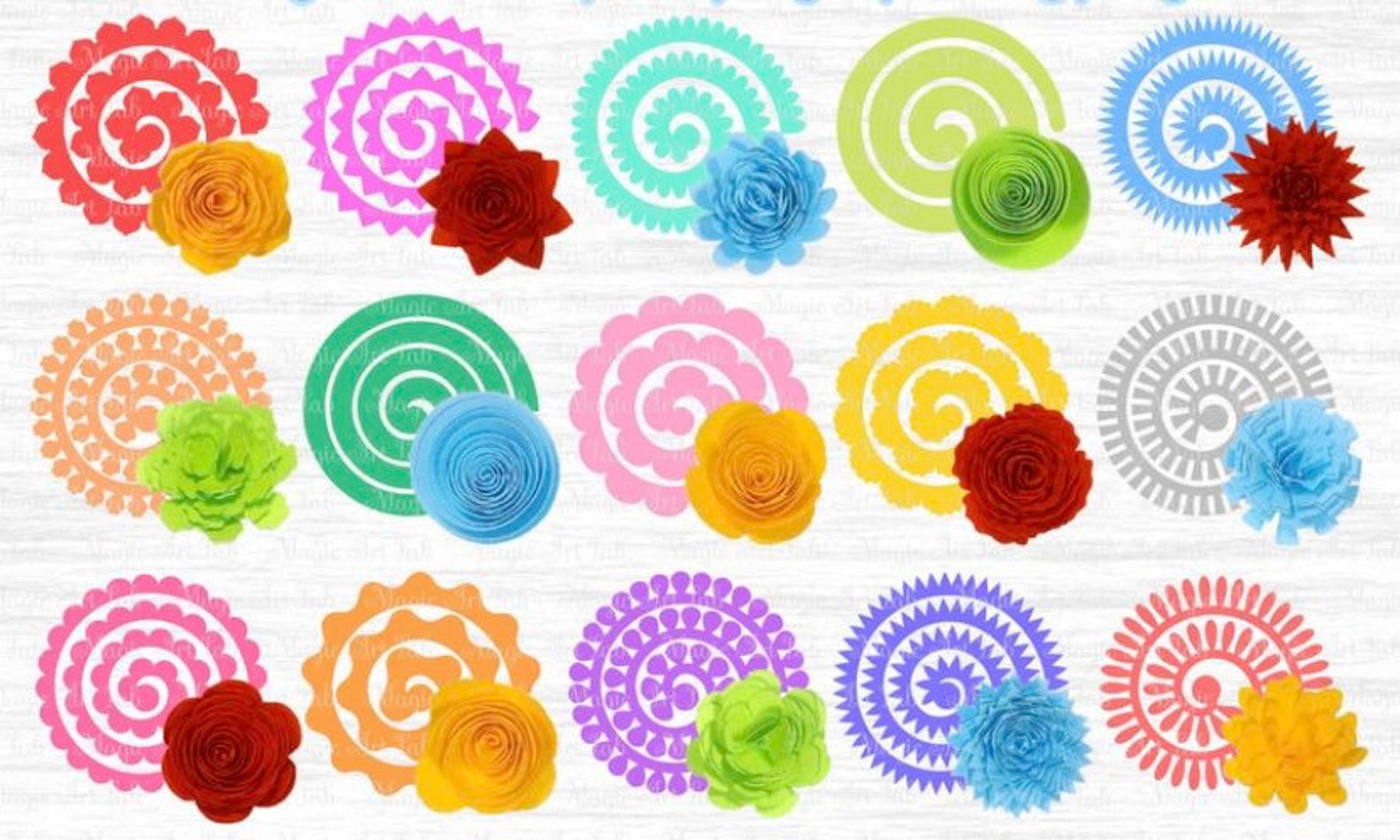 Paper Flowers Svg Paper Flower Template Hand Rolled Flowers - Etsy