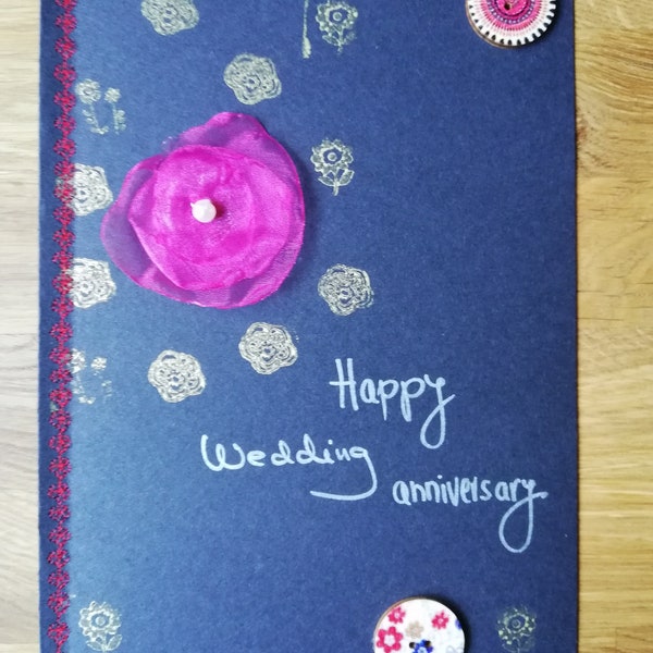 Handcrafted couture Wedding anniversary card