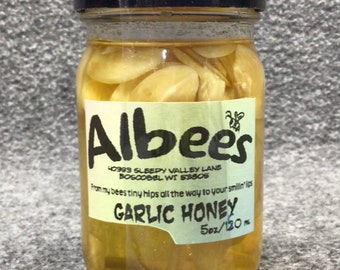 Garlic Honey/Janice Red Garlic Infused Honey/Sliced Cloves/Excellent Immune Boost