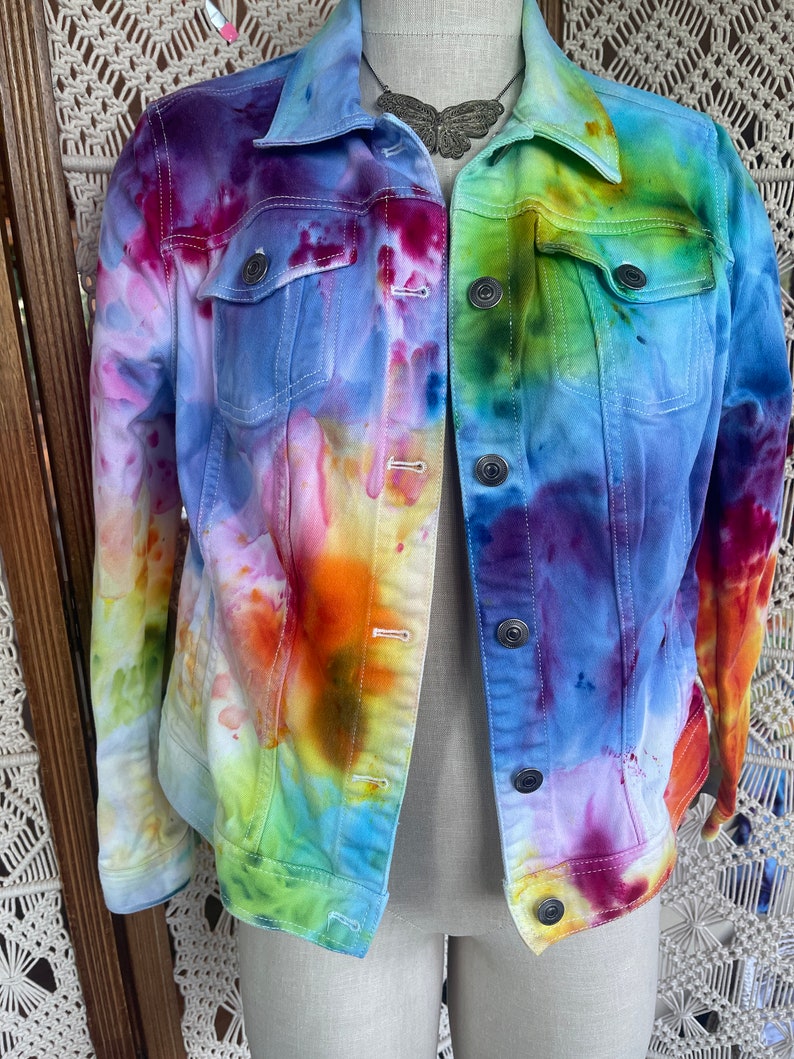 Rainbow Denim Jacket - Etsy