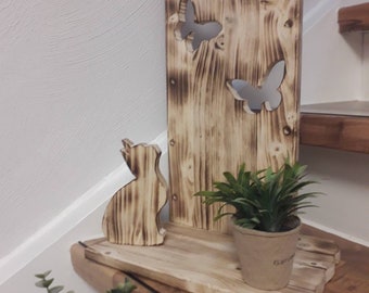 Säule mit Schmetterling aus Holz 28x8 cm tolle Frühjahrsdeko Raumdeko 5434 