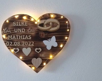 Wedding heart personalized with 30 LED.