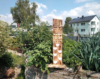 Wedding gift: This is made for a golden wedding anniversary. Height 92 cm, width 35 cm, depth 20 cm