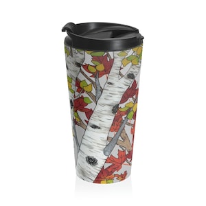 Bouleau d&#39;automne - Mug de voyage en acier inoxydable
