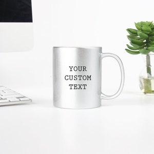 Valentines mugs for men or women | Valentines Day Gift Personalized | Silver Mug Any text | Custom Coffee Mug