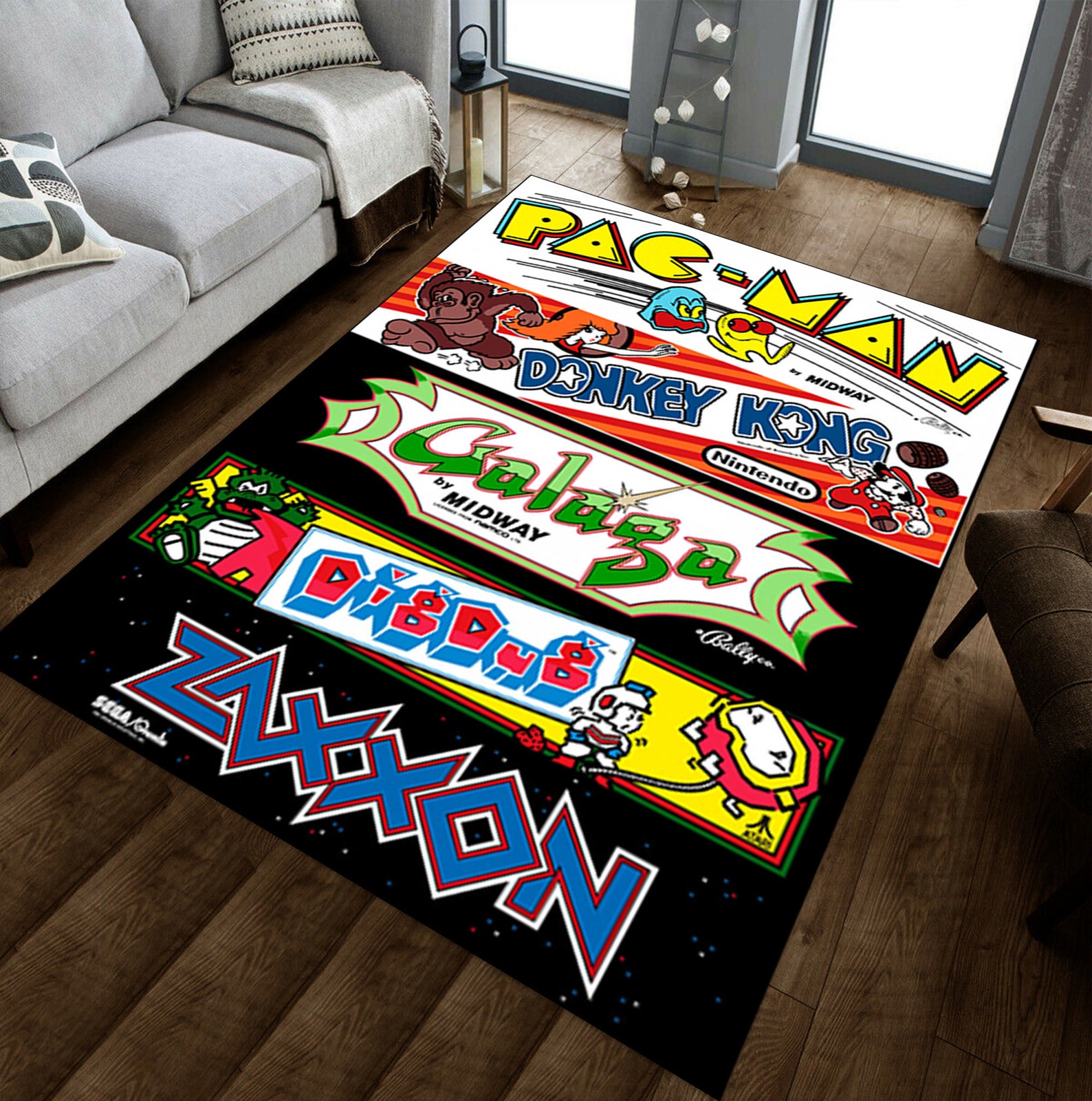 Arcade Game Collection Area Rug Classic Games Rug Retro Etsy