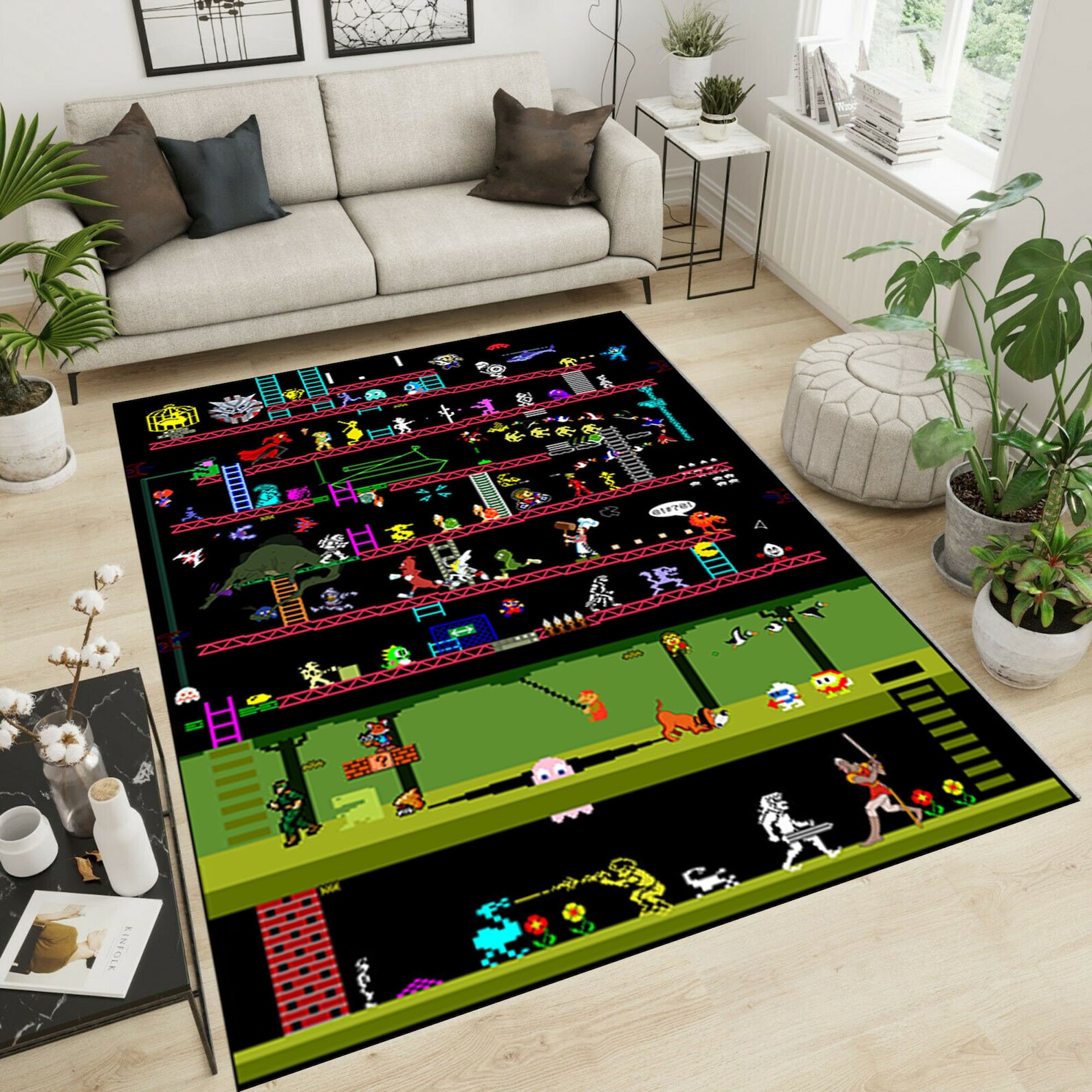 Retro Game Artwork Collection Area Rug Classic Games Rug Etsy