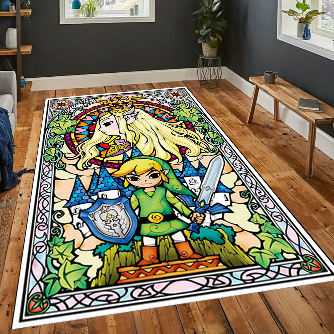 The Legends Of Zelda Area Rug Zelda Game Glass Rug Retro Etsy