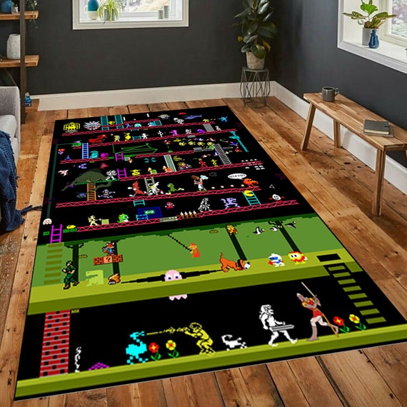 Retro Game Artwork Collection Area Rug Classic Games Rug Etsy