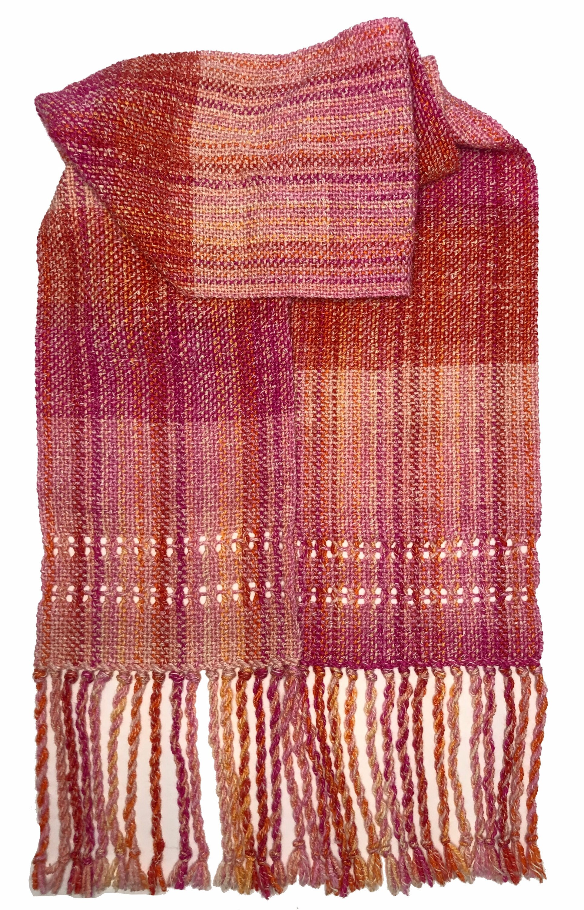 Handwoven Pink and Orange Scarf Handmade Womens Cotton Blend Etsy