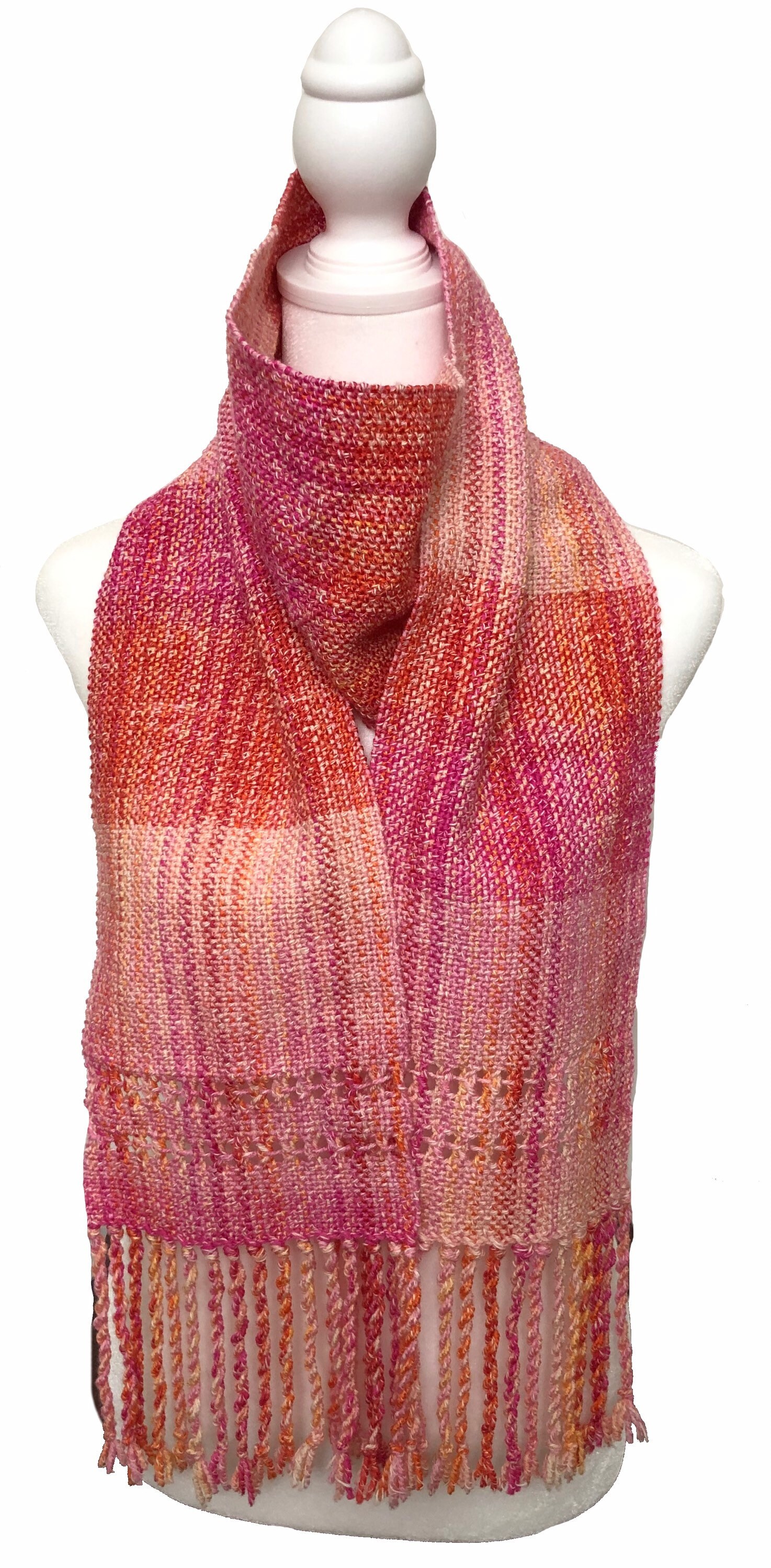 Handwoven Pink and Orange Scarf Handmade Womens Cotton Blend Etsy