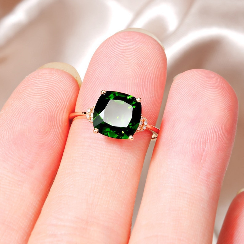 Wedding Ring Engagement Ring Art Deco Ring, 1.00 CT TGW Emerald Anniversary Ring 14k Solid White Gold Zirconia Engagement Ring