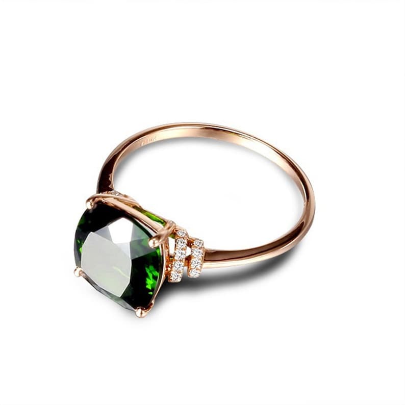 Wedding Ring Engagement Ring Art Deco Ring, 1.00 CT TGW Emerald Anniversary Ring 14k Solid White Gold Zirconia Engagement Ring