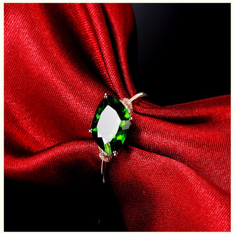 Wedding Ring Engagement Ring Art Deco Ring, 1.00 CT TGW Emerald Anniversary Ring 14k Solid White Gold Zirconia Engagement Ring