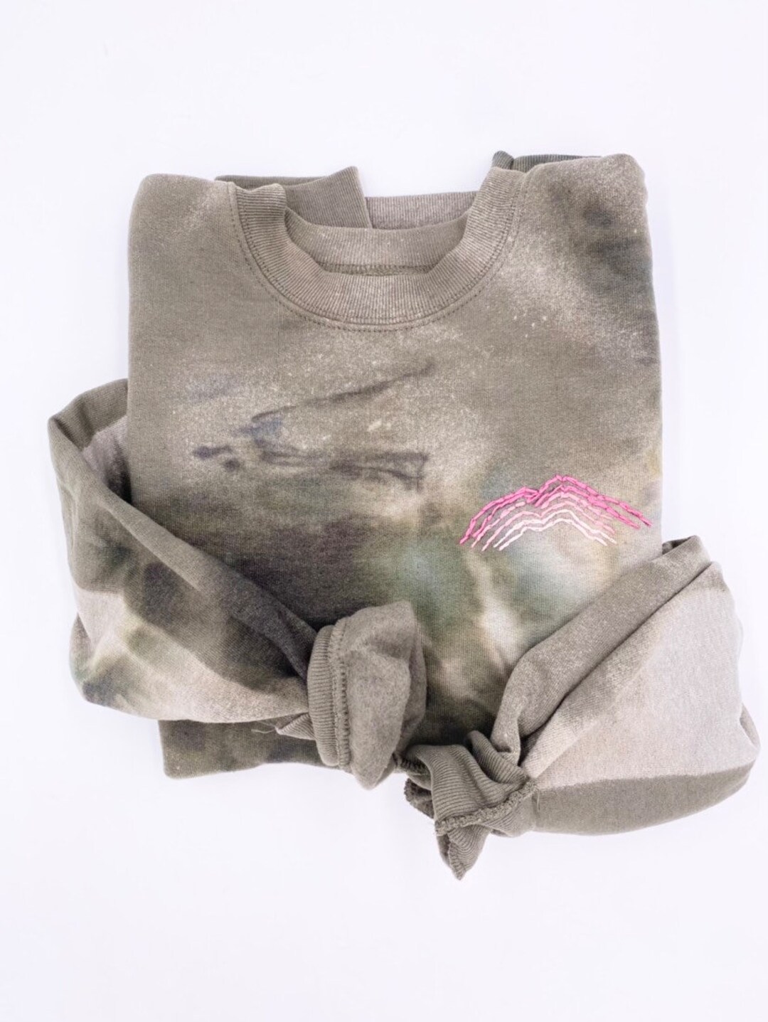 Muir Bleach Dye Crew With Multicolor Mountain Etsy