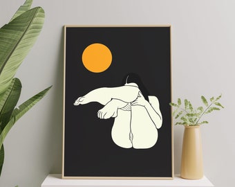 Abstract Female Body Art Print, Women's Body Modern Wall Art Print, Femme Feminine Art Print, Female body positive Art Poster