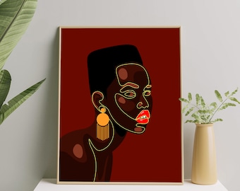 Black Girl Wall Art, Black Woman Wall Art Print, African Woman Art Poster, black woman poster, afro art print, Black Woman Illustration