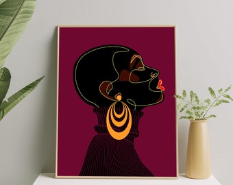 Black Woman Wall Art, Black Girl Wall Art Print, African Woman Art Poster, black woman poster, Afro American Wall Art Print