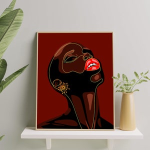 Black Woman Wall Art, Black Girl Wall Art Print, African Woman Art Poster, Black Woman Poster, Afrocentric Art, Black Woman Illustration
