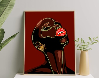 Black Woman Wall Art, Black Girl Wall Art Print, African Woman Art Poster, Black Woman Poster, Afrocentric Art, Black Woman Illustration