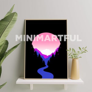 Genderfluid Sunset Art Print, Genderfluid Poster Wall Art For Home Decor, Artistic Genderfluidity Pride Printable Gift