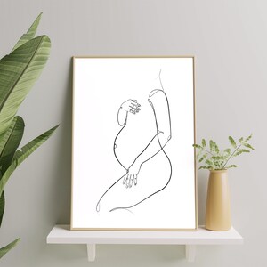 Kobieta w ciąży Line Art, Prezent z nadrukiem ciążowym, Sztuka do druku ciążowego, Nowe dziecko, Prezenty na baby shower, Prezent na dzień matki
