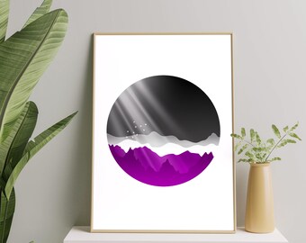 Asexual Art Print, Ace Asexual Pride Minimal Poster Wall Art, Asexuality Demisexual Grey Asexual Decor, Asexuality Pride Printable Gift