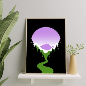 Genderqueer Sunset Art Print, Gender Queer Poster Wall Art For Home Decor, Artistic Queer Pride Printable Gift