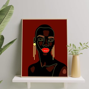 Black Woman Wall Art, Black Girl Wall Art Print, African Woman Art Poster, black woman poster, Afro art print, Black Woman Illustration