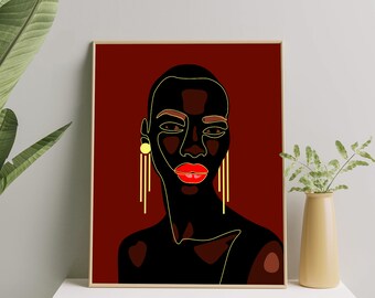 Black Woman Wall Art, Black Girl Wall Art Print, African Woman Art Poster, black woman poster, Afro art print, Black Woman Illustration