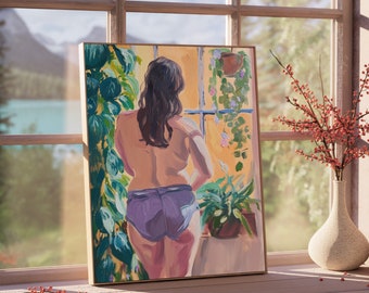 Body Positive-kunstafdruk | Vrouw met plantenprint | Zelfliefdekunst - muurkunst tuinliefhebber | Cadeau voor plantenliefhebbers en body Positive Decor