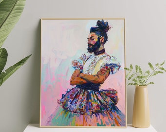 Queer Nonbinary Art Print | Genderfluid LGBTQ+ Wall Decor | Vibrant Queer Body Positivity Painting for Home & Office | Trans Pride Art Print