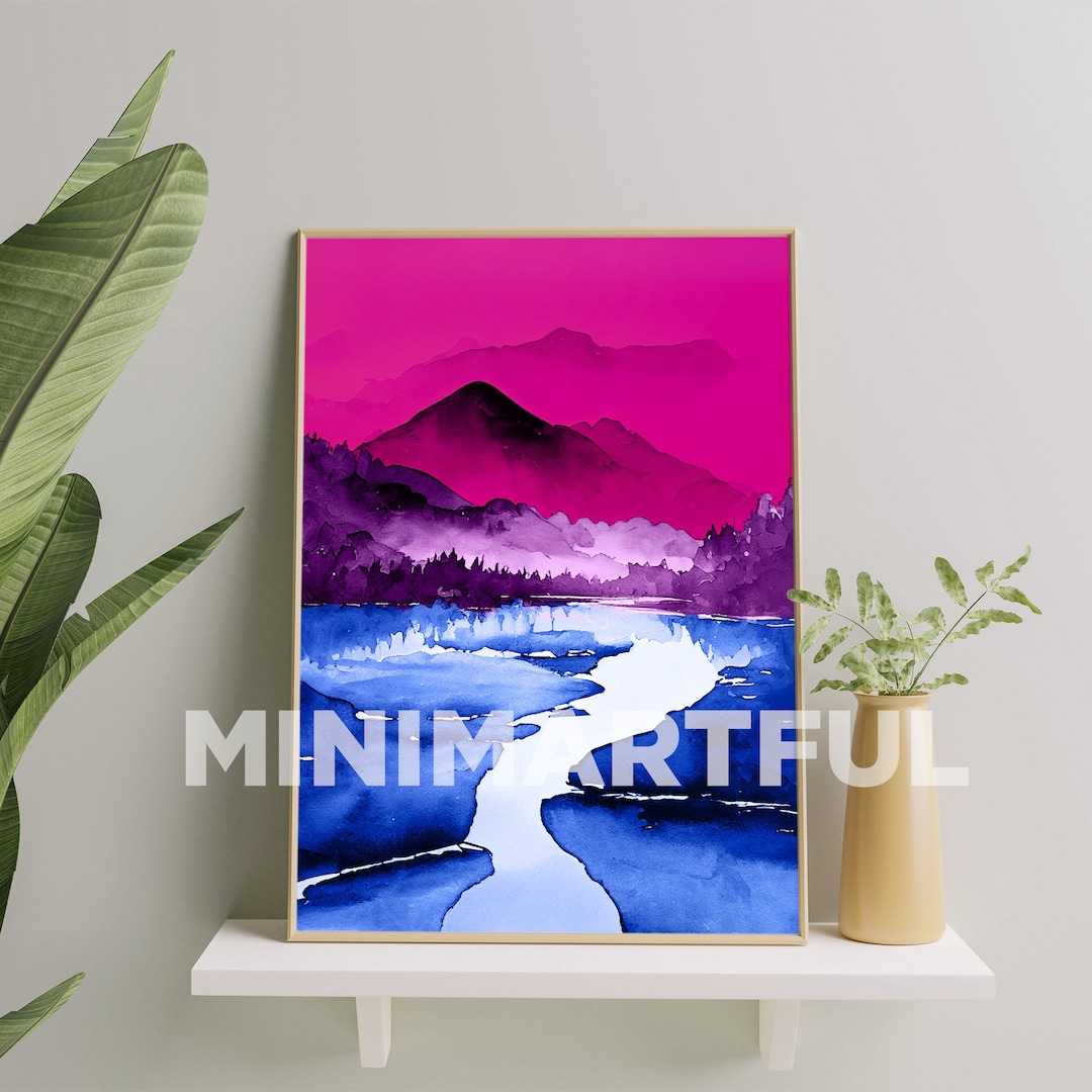 Bisexual Art Print, Bisexual Flag Landscape Art Poster for Home Decor