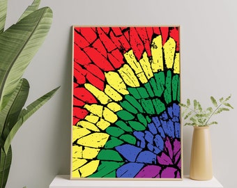 Rainbow Pride Art Print, LGBT Pride Abstract Prints, Rainbow Butterfly Wall Art Posster LGBT Flag Art Gift