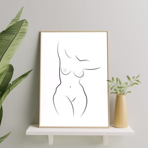 Curvy Female Body Line Art Print, Curvy Woman Poster, Body Positive Print, Female Body Art Print Gift