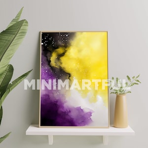 Subtle Nonbinary Pride Flag Art Print, Non binary Marble Wall Art Poster, Nonbinary Painting, Non binary Pride Gift, Nonbinary Art Print
