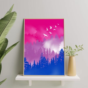 Bisexual Art Print, Bisexual Art Poster For Home Decor, Bisexual Flag Painting, Bisexual Pride Gift, Bisexuality Print