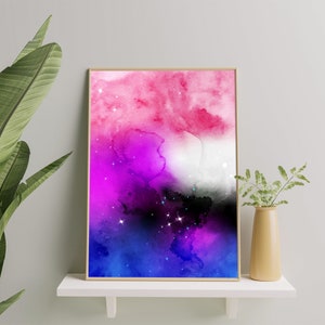 Gender fluid Art Print, Gender fluid Galaxy Space Wall Art Poster, Subtle Gender fluid Painting, Gender fluid Pride Gift, Genderfluid Print