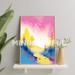 Pansexual Watercolor Art Print, Pansexual Pride Painting, Pansexuality Art Poster For Home Decor, Pansexual Flag Painting Art Print
