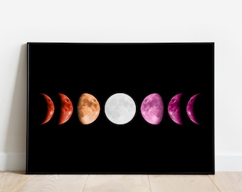 Lesbian Moon Phase Art Print, Lesbian Pride Flag Wall Art Poster, Lesbian Painting, Lesbian Pride Gift