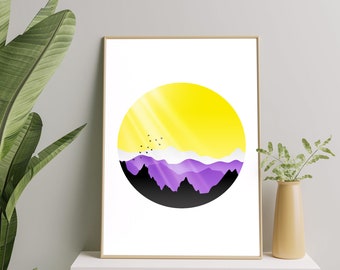 Stampa artistica non binaria, Orgoglio non binario Minimal Poster Wall Art, Decorazione non binaria, Regalo stampabile NB Pride non binario