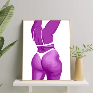 Woman Curvy Body Art Print, Curvy Woman Poster, Body Positive Print, Colorful Female Body Art Print Gift