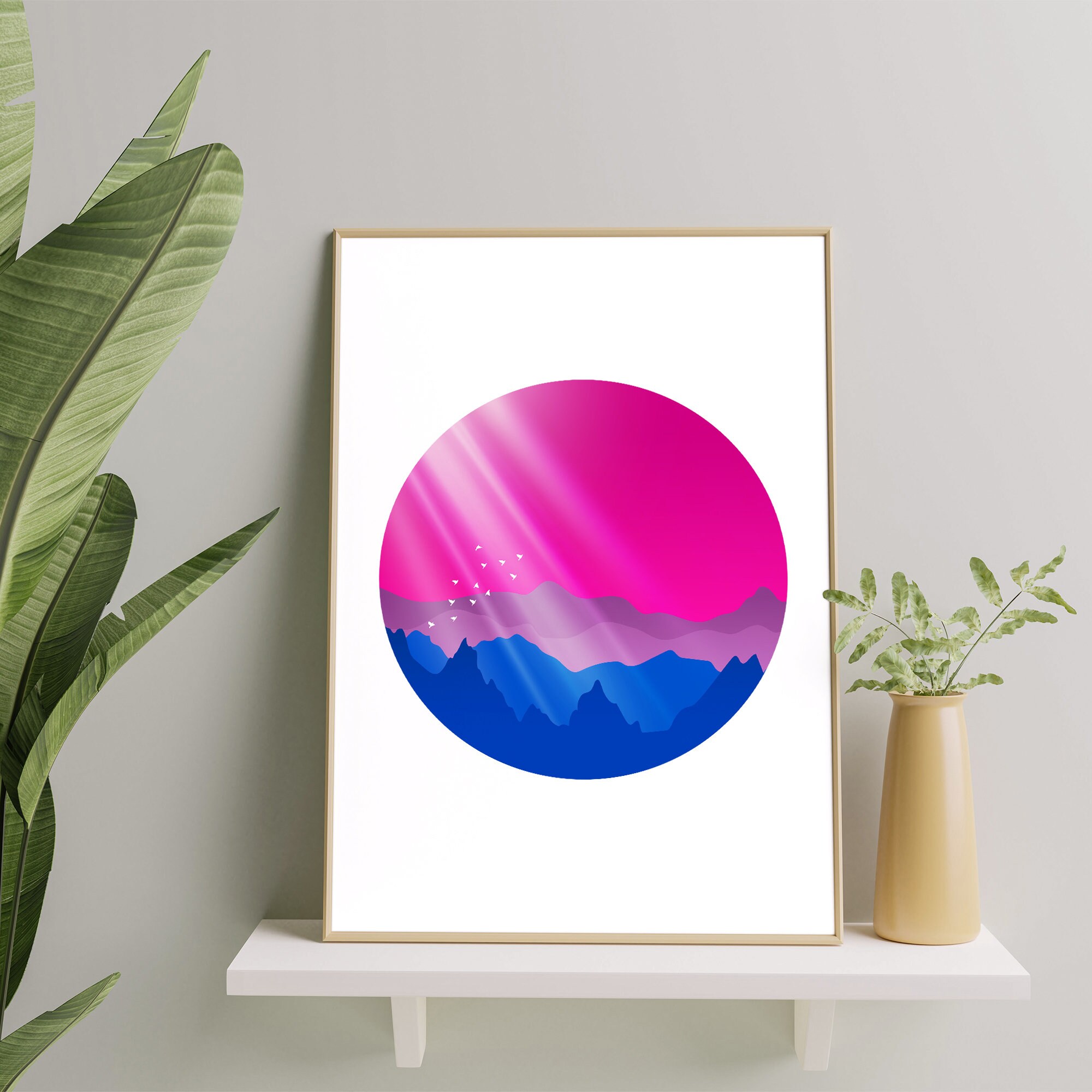 Bisexual Art Print Bisexual Sunrise Mountains Forrest Circle Etsy