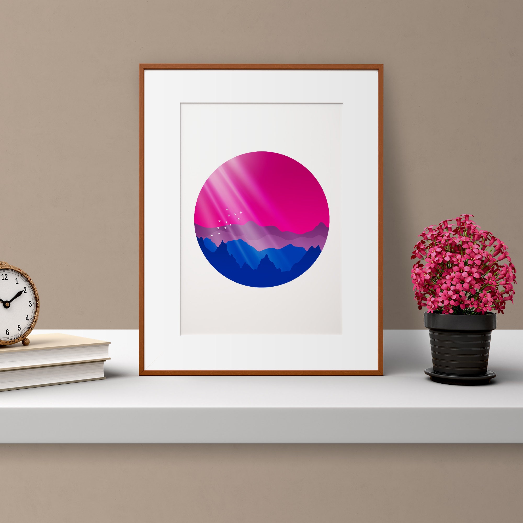 Bisexual Art Print Bisexual Sunrise Mountains Forrest Circle Etsy 日本