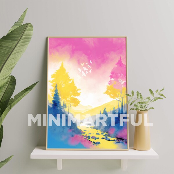 Pansexual Watercolour Print, Pansexuality Pride Painting, Pansexual Art Poster For Home Decor, Pansexual Flag Painting Print