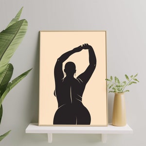 Bald Black Woman Art Print, Black Woman Minimal Print, Black Girl Wall Art, Printable Minimalist Black Poster