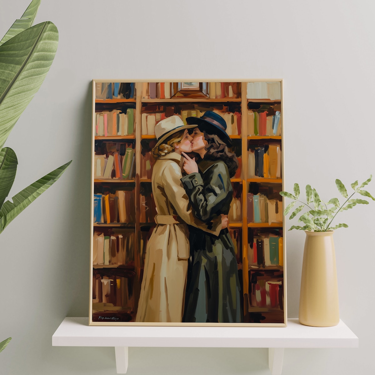 Romantic Sapphic Couple Art Print Vintage Lesbian Love in a Library Painting LGBTQ Lesbian Pride Gift Art Wall Art for Home & Office - Etsy