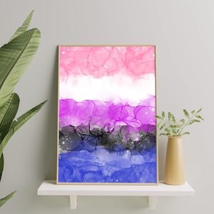 Gender fluid Subtle Art Print, Gender fluid Wall Art Poster, Gender fluid Painting, Gender fluid Pride Gift, Genderfluid Print